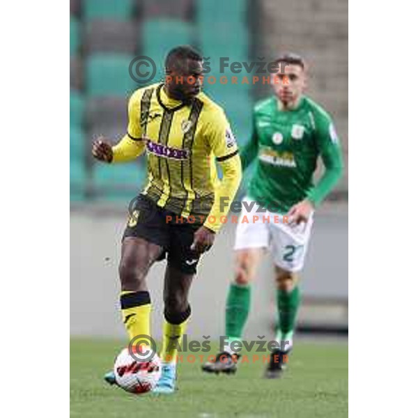 Jonathan Mumbo in action during Prva Liga Telemach football match between Olimpija and Kalcer Radomlje in SRC Stozice, Ljubljana, Slovenia on April 3, 2022