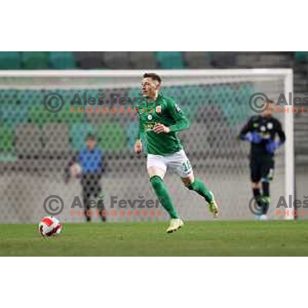 Mario Kvesic in action during Prva Liga Telemach football match between Olimpija and Kalcer Radomlje in SRC Stozice, Ljubljana, Slovenia on April 3, 2022