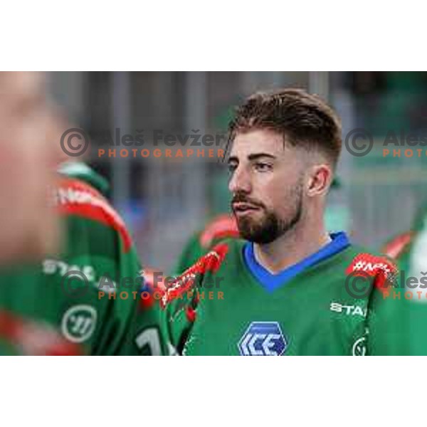 Nik Simsic of SZ Olimpija celebrates Slovenian National ice-hockey title in Ljubljana, Slovenia on April 5, 2022