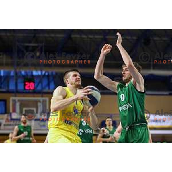 Dino Muric in action during Nova KBM league match between Sencur GGD and Krka in Sencur, Slovenia on April 6, 2022