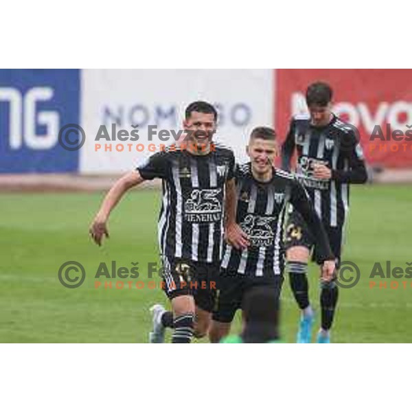 Mirlind Daku celebrates goal during Prva Liga Telemach football match between Bravo and Mura in Ljubljana, Slovenia on April 9, 2022
