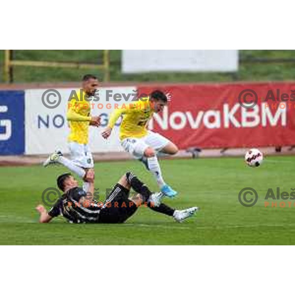 in action during Prva Liga Telemach football match between Bravo and Mura in Ljubljana, Slovenia on April 9, 2022