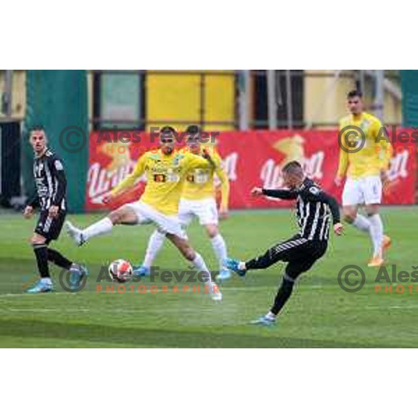 Luka Bobicanec in action during Prva Liga Telemach football match between Bravo and Mura in Ljubljana, Slovenia on April 9, 2022