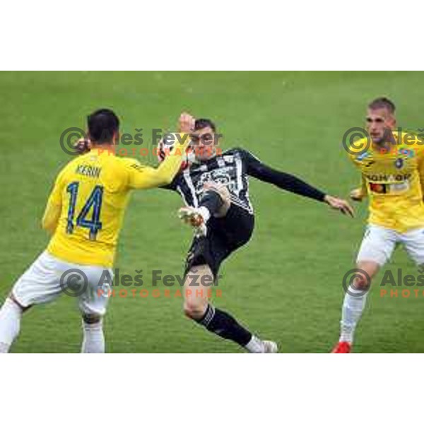 in action during Prva Liga Telemach football match between Bravo and Mura in Ljubljana, Slovenia on April 9, 2022