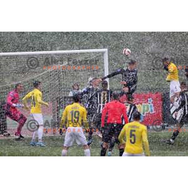 Stefan Milic in action during Prva Liga Telemach football match between Bravo and Mura in Ljubljana, Slovenia on April 9, 2022