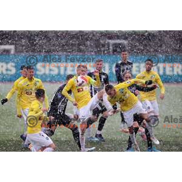 Almin Kurtovic in action during Prva Liga Telemach football match between Bravo and Mura in Ljubljana, Slovenia on April 9, 2022