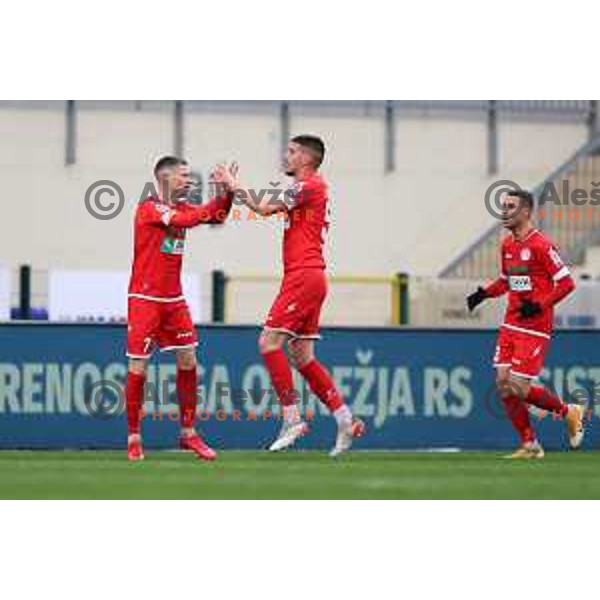Dino Spehar in action during Prva Liga Telemach 2021-2022 football match between Kalcer Radomlje and Aluminij in Domzale, Slovenia on April 9, 2022