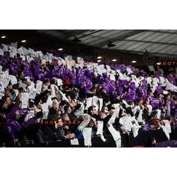 Fans of Maribor during Prva liga Telemach football match between Maribor and Olimpija in Ljudski vrt, Maribor, Slovenia on April 9, 2022. Photo: Jure Banfi/www.alesfevzer.com