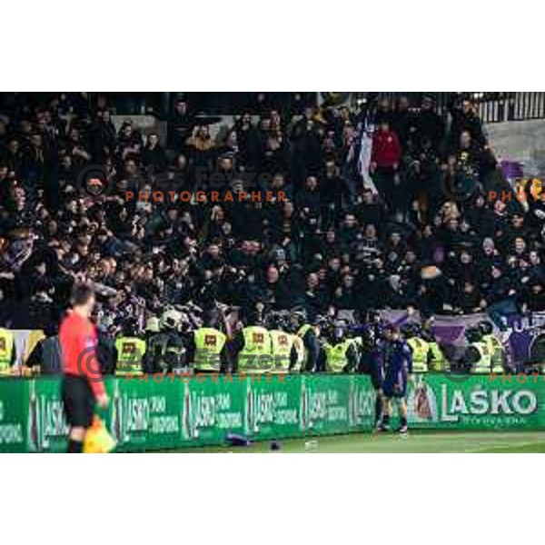Fans of Maribor during Prva liga Telemach football match between Maribor and Olimpija in Ljudski vrt, Maribor, Slovenia on April 9, 2022. Photo: Jure Banfi/www.alesfevzer.com