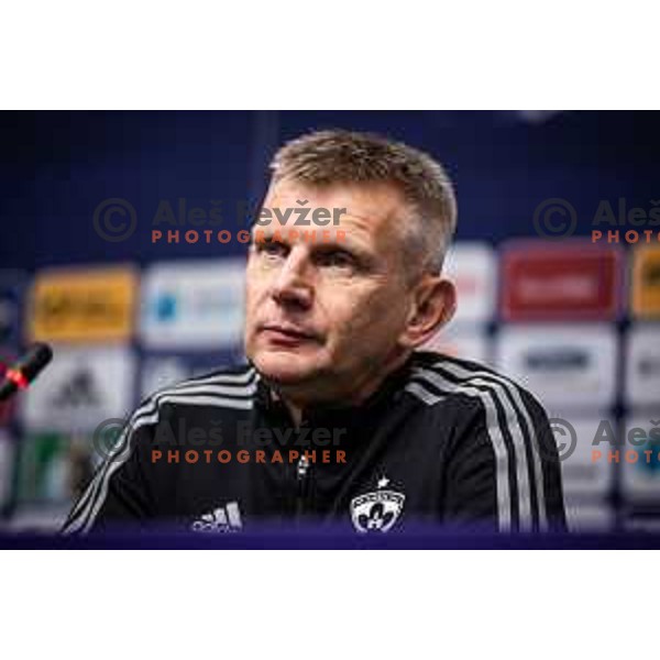 Radovan Karanovic, head coach of Maribor at the press conference after Prva liga Telemach football match between Maribor and Olimpija in Ljudski vrt, Maribor, Slovenia on April 9, 2022. Photo: Jure Banfi/www.alesfevzer.com