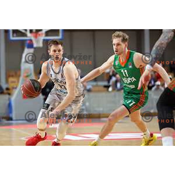 Jaka Blazic in action during ABA league regular season basketball match between Cedevita Olimpija and Cibona in Tivoli Hall, Ljubljana, Slovenia on April 10, 2022