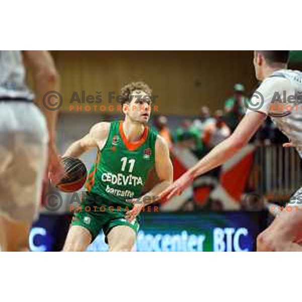 Jaka Blazic in action during ABA league regular season basketball match between Cedevita Olimpija and Cibona in Tivoli Hall, Ljubljana, Slovenia on April 10, 2022