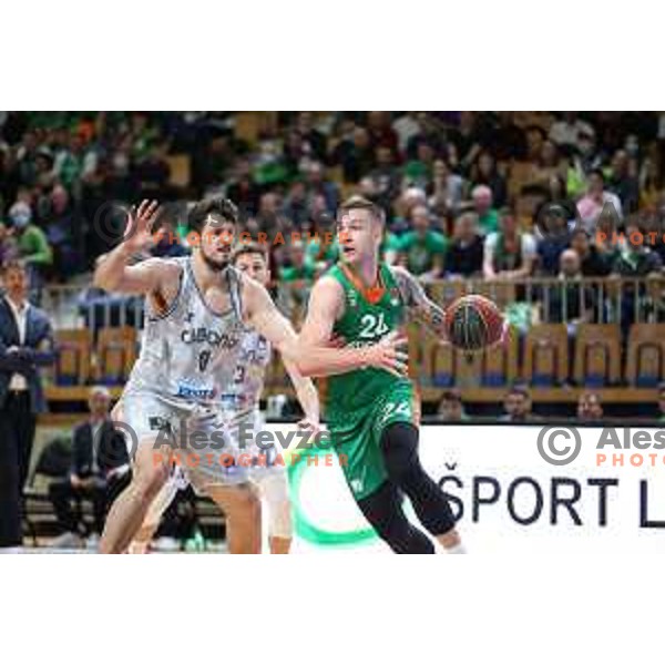 Alen Omic in action during ABA league regular season basketball match between Cedevita Olimpija and Cibona in Tivoli Hall, Ljubljana, Slovenia on April 10, 2022