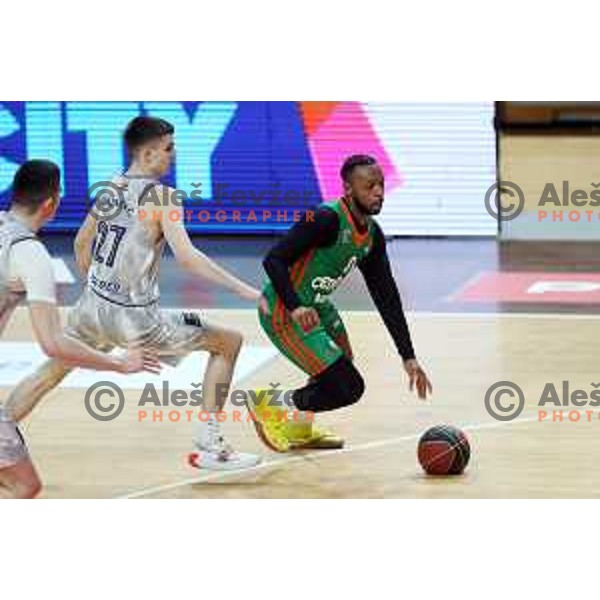 Jacob Pullen in action during ABA league regular season basketball match between Cedevita Olimpija and Cibona in Tivoli Hall, Ljubljana, Slovenia on April 10, 2022