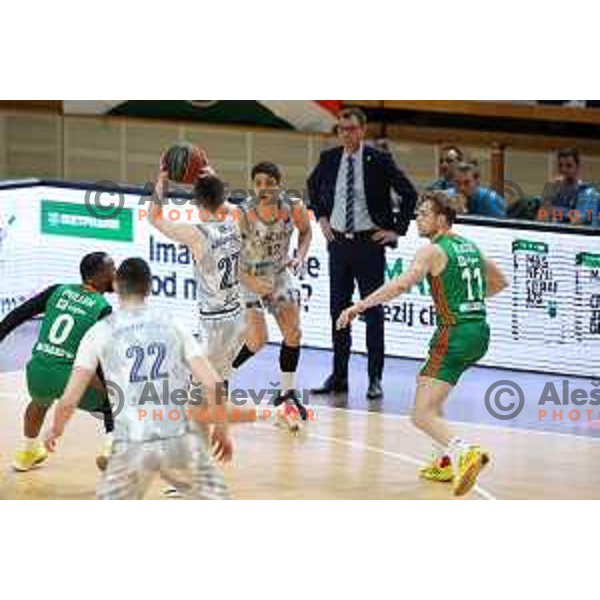 in action during ABA league regular season basketball match between Cedevita Olimpija and Cibona in Tivoli Hall, Ljubljana, Slovenia on April 10, 2022