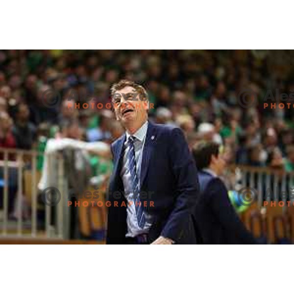 Gasper Okorn in action during ABA league regular season basketball match between Cedevita Olimpija and Cibona in Tivoli Hall, Ljubljana, Slovenia on April 10, 2022