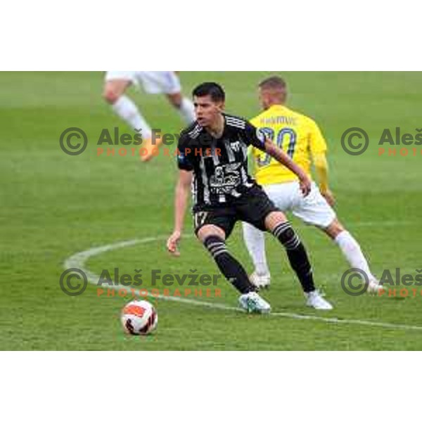 Mirlind Daku in action during Prva Liga Telemach football match between Bravo and Mura in Ljubljana, Slovenia on April 9, 2022
