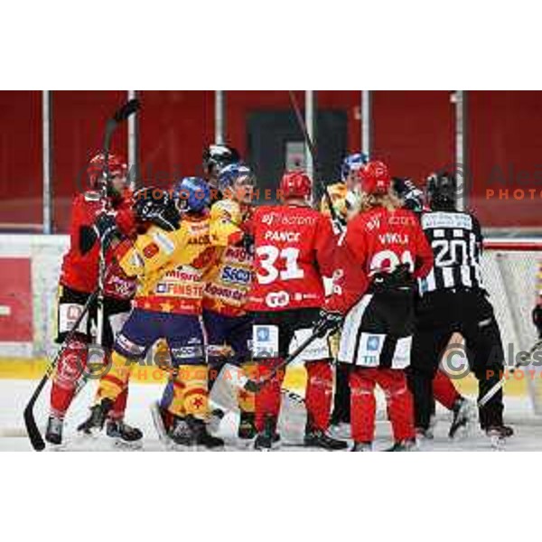 in action during second game of the Final of Alps league ice-hockey match between Sij Acroni Jesenice (SLO) and Migross Asiago (ITA) in Podmezakla Hall, Jesenice on April 12, 2022