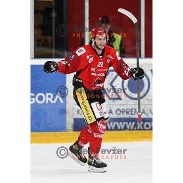 Erik Svetina of SIJ Acroni Jesenice during second game of the Final of Alps league ice-hockey match between Sij Acroni Jesenice (SLO) and Migross Asiago (ITA) in Podmezakla Hall, Jesenice on April 12, 2022