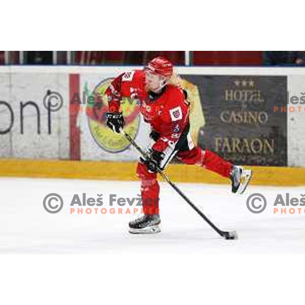 Jesperi Viikila in action during second game of the Final of Alps league ice-hockey match between Sij Acroni Jesenice (SLO) and Migross Asiago (ITA) in Podmezakla Hall, Jesenice on April 12, 2022