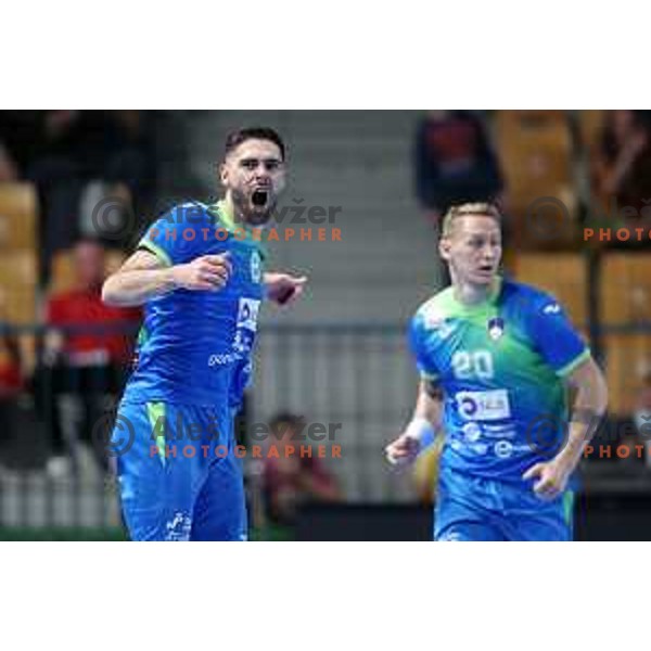 Blaz Janc of Slovenia in action during World Championship Men 2023 Qualifiers between Slovenia and Serbia in Celje, Slovenia on April 13, 2022 