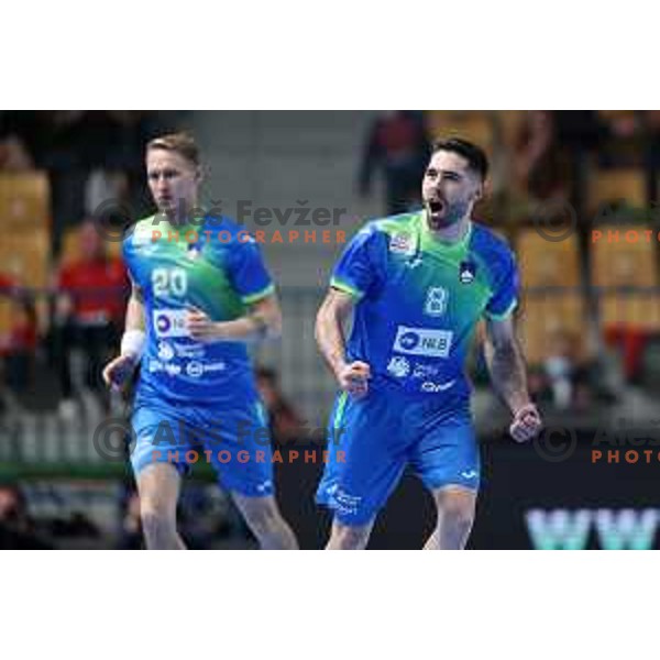 Blaz Janc of Slovenia in action during World Championship Men 2023 Qualifiers between Slovenia and Serbia in Celje, Slovenia on April 13, 2022 