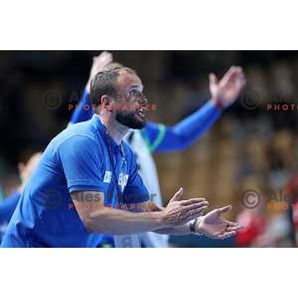 Uros Zorman, head coach of Slovenia during World Championship Men 2023 Qualifiers between Slovenia and Serbia in Celje, Slovenia on April 13, 2022