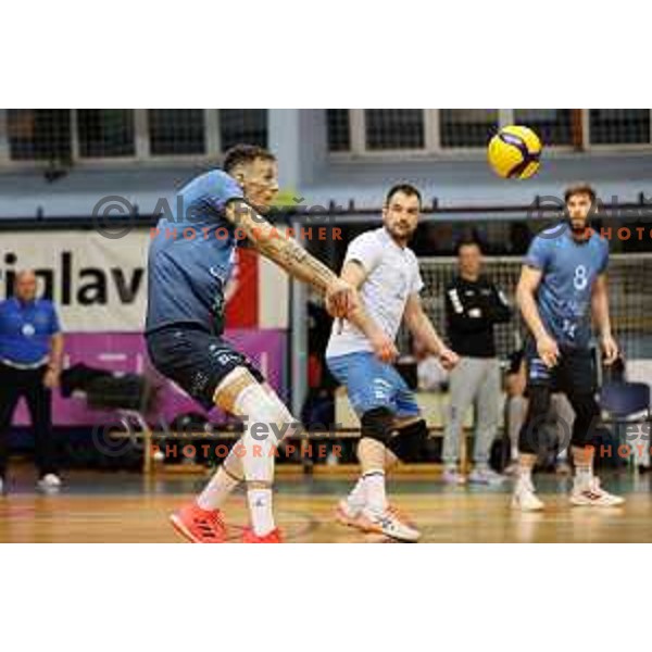 in action during semi-final of 1.DOL match between Calcit Volleyball and Merkur Maribor in Kamnik on April 14, 2022