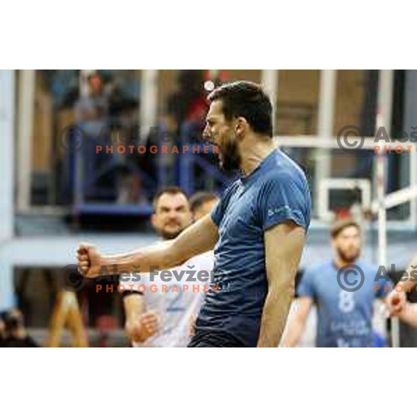 Mitja Gasparini in action during semi-final of 1.DOL match between Calcit Volleyball and Merkur Maribor in Kamnik on April 14, 2022