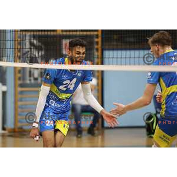 Ahmed Ikhbayri in action during semi-final of 1.DOL match between Calcit Volleyball and Merkur Maribor in Kamnik on April 14, 2022