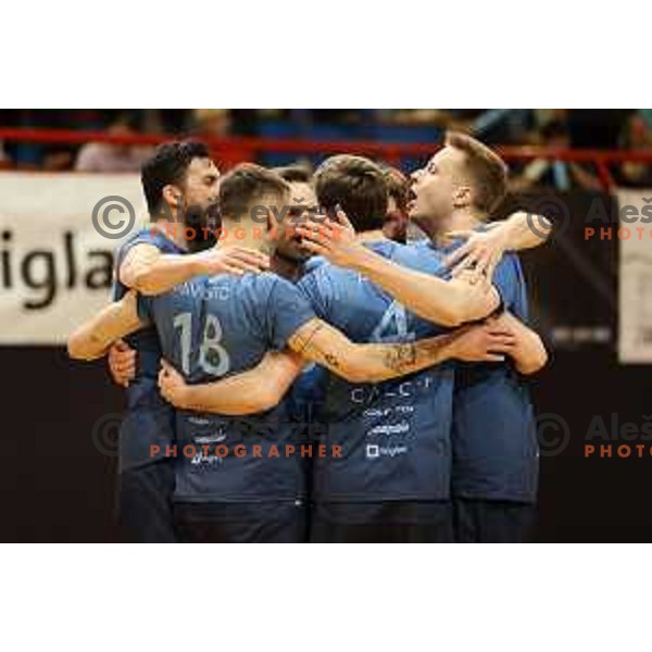 Mitja Gasparini in action during semi-final of 1.DOL match between Calcit Volleyball and Merkur Maribor in Kamnik on April 14, 2022