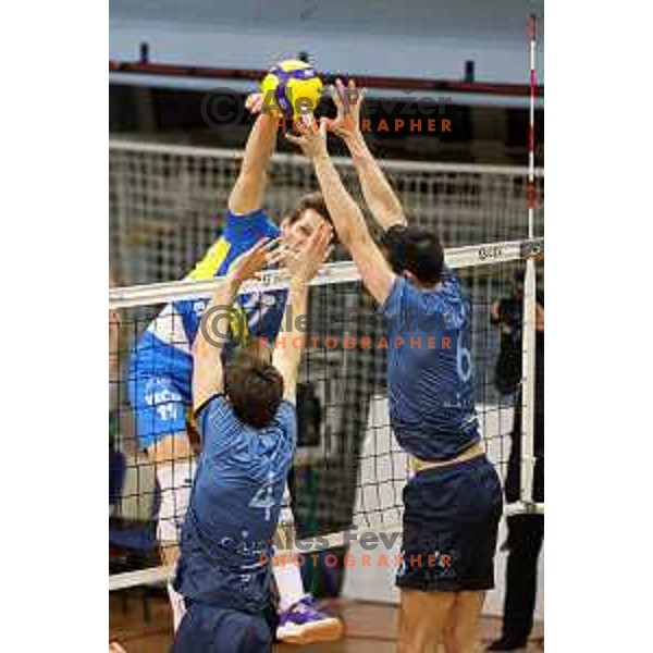 in action during semi-final of 1.DOL match between Calcit Volleyball and Merkur Maribor in Kamnik on April 14, 2022