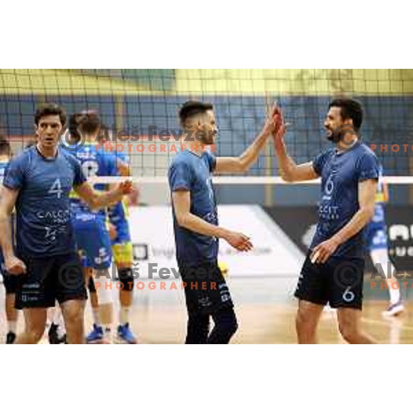 Mitja Gasparini in action during semi-final of 1.DOL match between Calcit Volleyball and Merkur Maribor in Kamnik on April 14, 2022