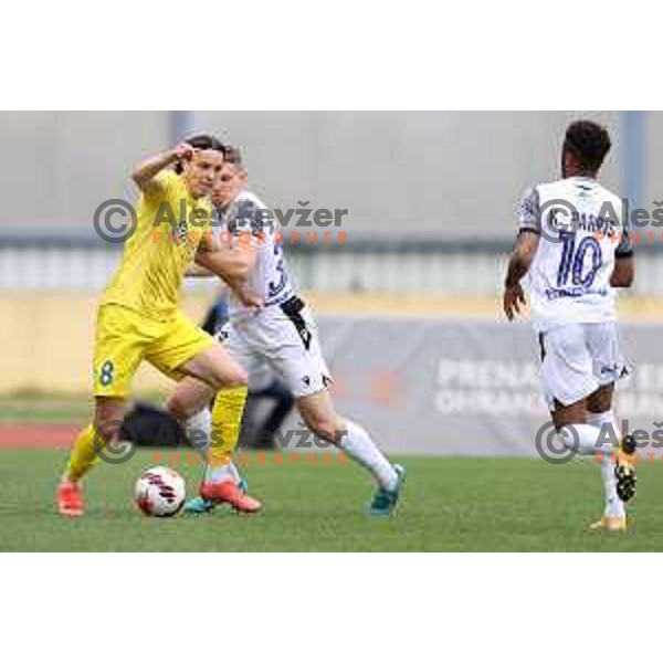 Alen Jurilj in action during Prva Liga Telemach 2021-2022 football match between Domzale and Koper in Domzale, Slovenia on April 16, 2022