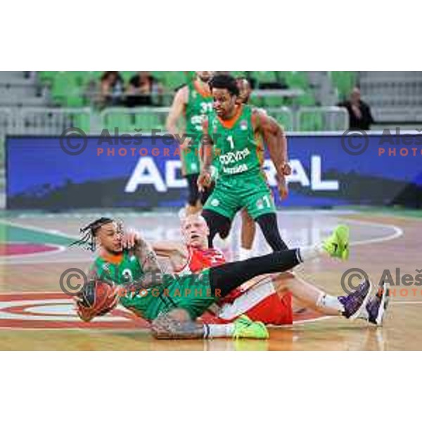 Zach Auguste in action during ABA league regular season basketball match between Cedevita Olimpija and Borac in Stozice, Arena, Ljubljana, Slovenia on April 16, 2022