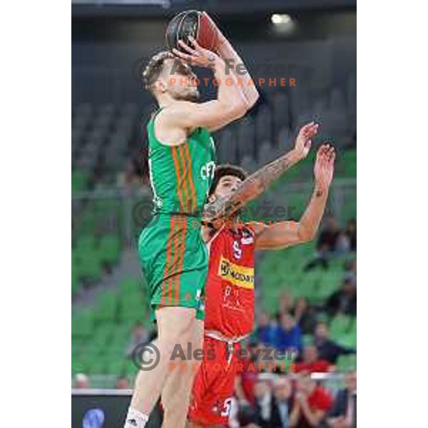 Jaka Blazic in action during ABA league regular season basketball match between Cedevita Olimpija and Borac in Stozice, Arena, Ljubljana, Slovenia on April 16, 2022