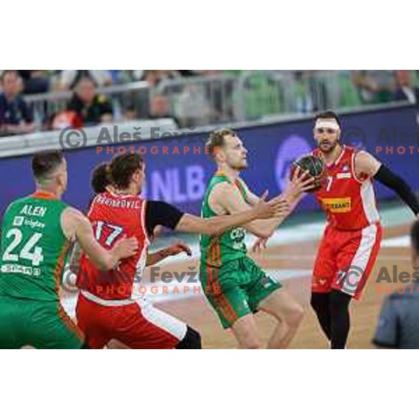 Jaka Blazic in action during ABA league regular season basketball match between Cedevita Olimpija and Borac in Stozice, Arena, Ljubljana, Slovenia on April 16, 2022
