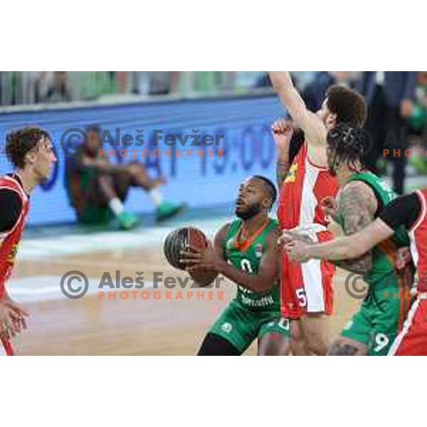 Jacob Pullen in action during ABA league regular season basketball match between Cedevita Olimpija and Borac in Stozice, Arena, Ljubljana, Slovenia on April 16, 2022