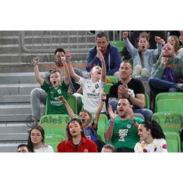 in action during ABA league regular season basketball match between Cedevita Olimpija and Borac in Stozice, Arena, Ljubljana, Slovenia on April 16, 2022