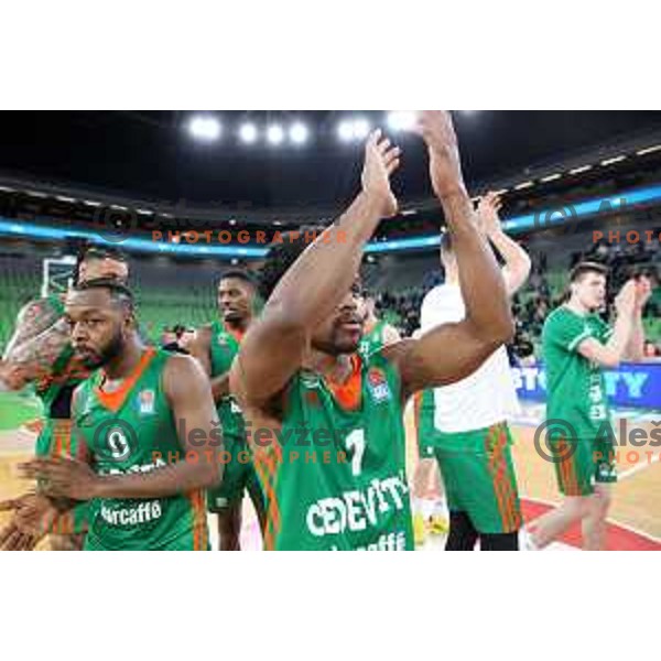 in action during ABA league regular season basketball match between Cedevita Olimpija and Borac in Stozice, Arena, Ljubljana, Slovenia on April 16, 2022