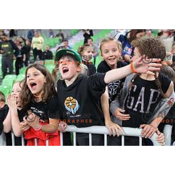in action during ABA league regular season basketball match between Cedevita Olimpija and Borac in Stozice, Arena, Ljubljana, Slovenia on April 16, 2022