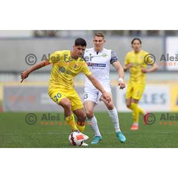 Sven Sostaric Karic in action during Prva Liga Telemach 2021-2022 football match between Domzale and Koper in Domzale, Slovenia on April 16, 2022