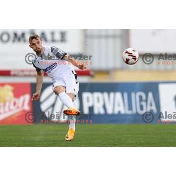 Zan Zuzek in action during Prva Liga Telemach 2021-2022 football match between Domzale and Koper in Domzale, Slovenia on April 16, 2022