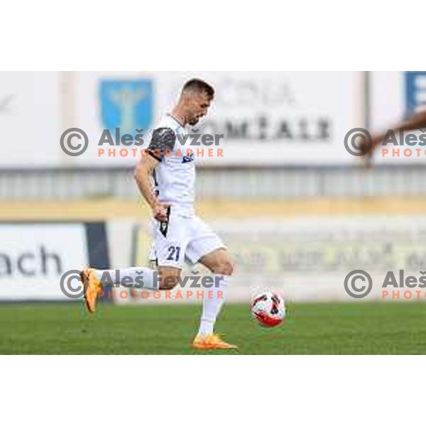 Zan Zuzek in action during Prva Liga Telemach 2021-2022 football match between Domzale and Koper in Domzale, Slovenia on April 16, 2022