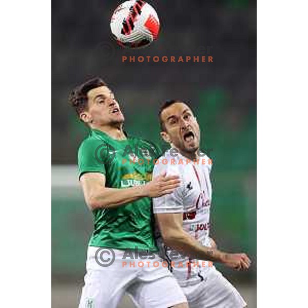 Dino Stancic in action during Prva Liga Telemach football match between Olimpija and Tabor CB 24 Sezana in SRC Stozice, Ljubljana, Slovenia on April 16, 2022 