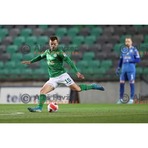 Djordje Crnomarkovic in action during Prva Liga Telemach football match between Olimpija and Tabor CB 24 Sezana in SRC Stozice, Ljubljana, Slovenia on April 16, 2022 