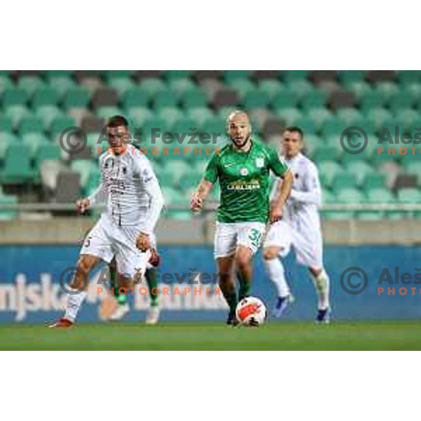 Marin Pilj in action during Prva Liga Telemach football match between Olimpija and Tabor CB 24 Sezana in SRC Stozice, Ljubljana, Slovenia on April 16, 2022 