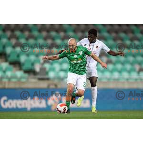 Marin Pilj in action during Prva Liga Telemach football match between Olimpija and Tabor CB 24 Sezana in SRC Stozice, Ljubljana, Slovenia on April 16, 2022 