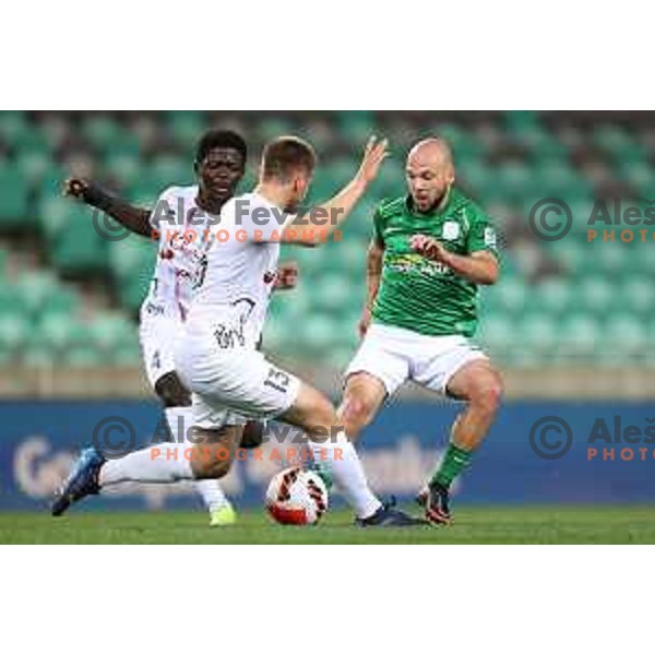 Marin Pilj in action during Prva Liga Telemach football match between Olimpija and Tabor CB 24 Sezana in SRC Stozice, Ljubljana, Slovenia on April 16, 2022 
