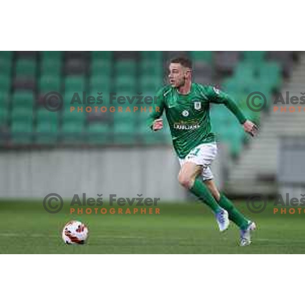In action during Prva Liga Telemach football match between Olimpija and Tabor CB 24 Sezana in SRC Stozice, Ljubljana, Slovenia on April 16, 2022